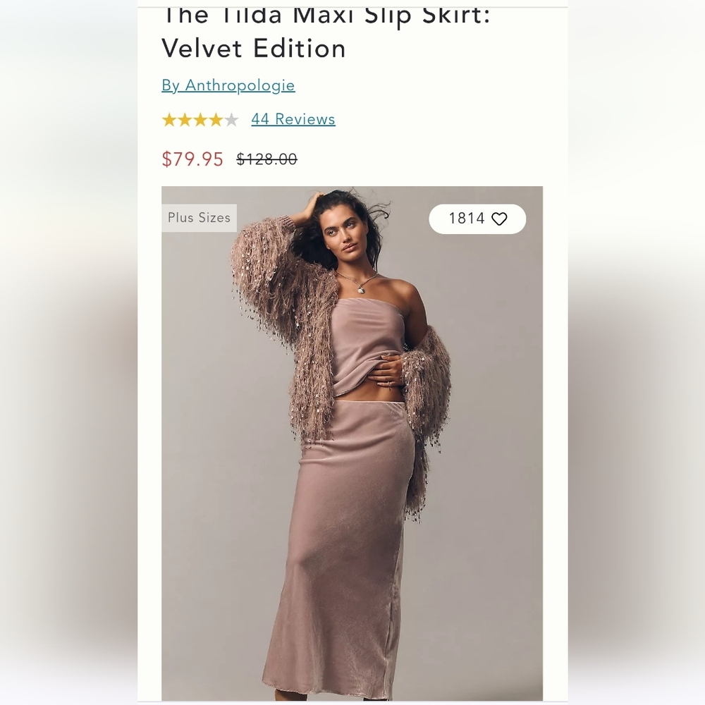 Anthropologie Tilda Maxi Slip skirt: velvet edition
